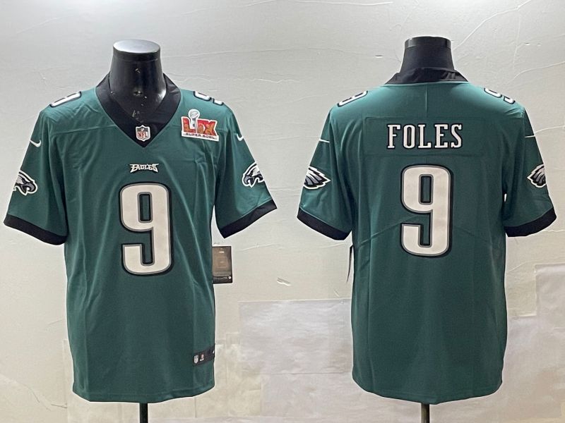 Men Philadelphia Eagles #9 Foles Green 2025 Nike Vapor Limited NFL Jersey style 2